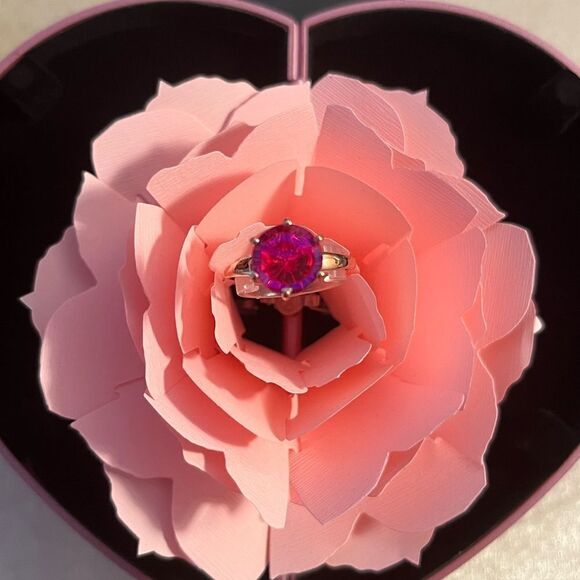 Stunning Volcanic Quartz Solitaire Engagement Ring Vermeil Rose Gold/ Sterling. - Picture 5 of 15